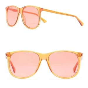 GUCCI 57mm Orange Transparent Square Sunglasses